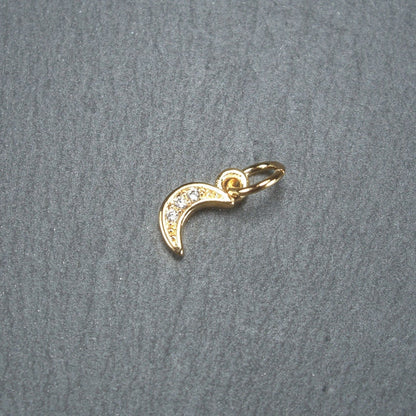 Anhänger Mond mit Zirkonia, Messing, 18 K vergoldet, 10487