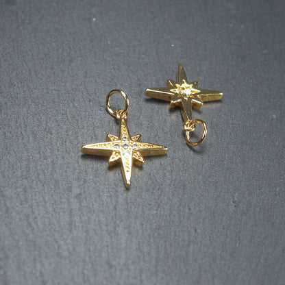 Stern Anhänger mit Zirkonia, 18 Karat vergoldet, 10489