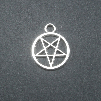 5 Anhänger Pentagramm, antik silberfarben, 10605