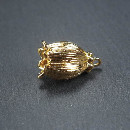 Anhänger Blütenkelch, Blüte, Messing, 24 K vergoldet, 10612