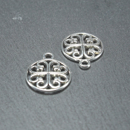 5 Anhänger filigranes Ornament, antik silberfarben, 10581