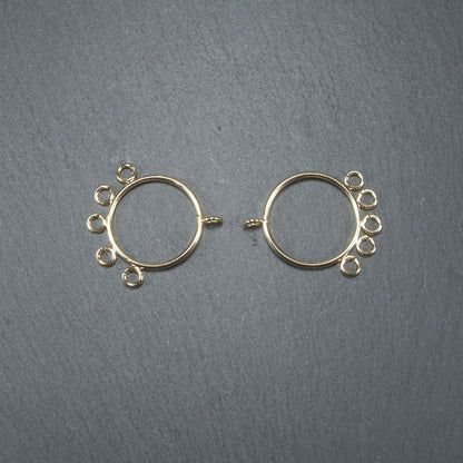 2 Anhänger Kreis mit Ösen, Creole, Messing, 24 K vergoldet, 10617