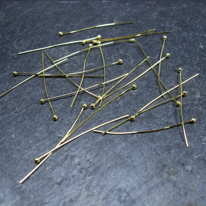 40 Kugelstifte 40 mm, goldfarben, 10157