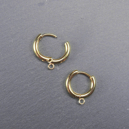 1 Paar Creolen für Anhänger, Edelstahl goldfarben, 10178