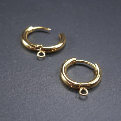 1 Paar Creolen für Anhänger, Edelstahl goldfarben, 10178