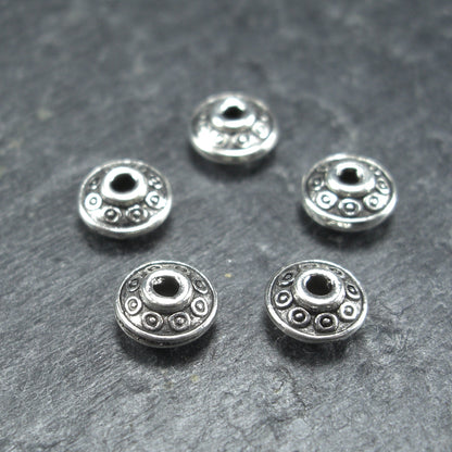 10 Spacer Perlen Rondell, antik silberfarben, 10222