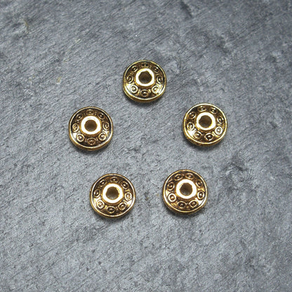 10 Spacer Perlen Rondell, antik goldfarben, 10252