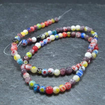 96 Millefiori Glas Perlen, rund, 4 mm, 10204