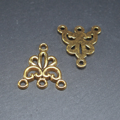 4 Chandelier Verbinder filigran, antik goldfarben, Ohrringe DIY, 10278