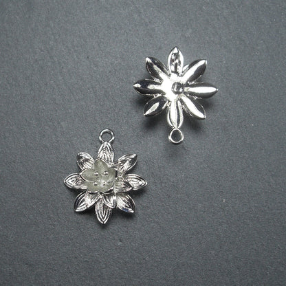 2 Blüten Verbinder, Lotus Lotos Anhänger, Messing platinbeschichtet, 10275