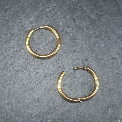 1 Paar große Klappcreolen, Edelstahl goldfarben, Ohrhaken, 10184