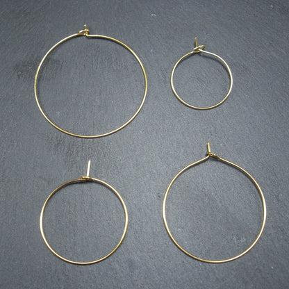 2 Paar Creolen zum Auffädeln von Perlen, Edelstahl, Ohrhaken, Brisur, 10167