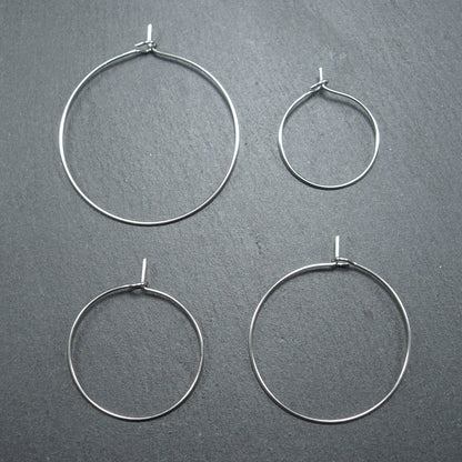 2 Paar Creolen zum Auffädeln von Perlen, Edelstahl, Ohrhaken, Brisur, 10167