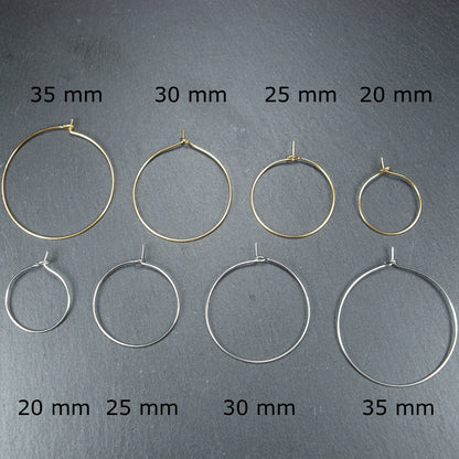 2 Paar Creolen zum Auffädeln von Perlen, Edelstahl, Ohrhaken, Brisur, 10167