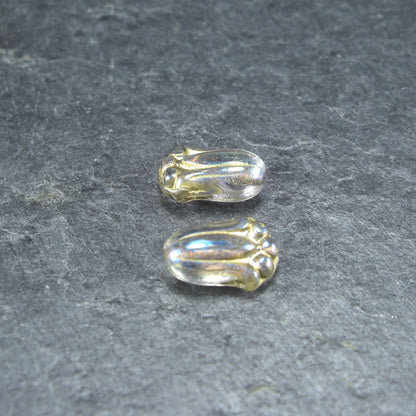 2 Böhmische Glasperlen, floral, grün violett gold, 10361