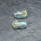 2 Böhmische Glasperlen, floral, frostig blau gold, 10360