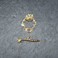 Knebel Verschluss, floral, 1 Satz für Armband, Halskette, Messing, 24 Karat vergoldet, Verschluss, 10339