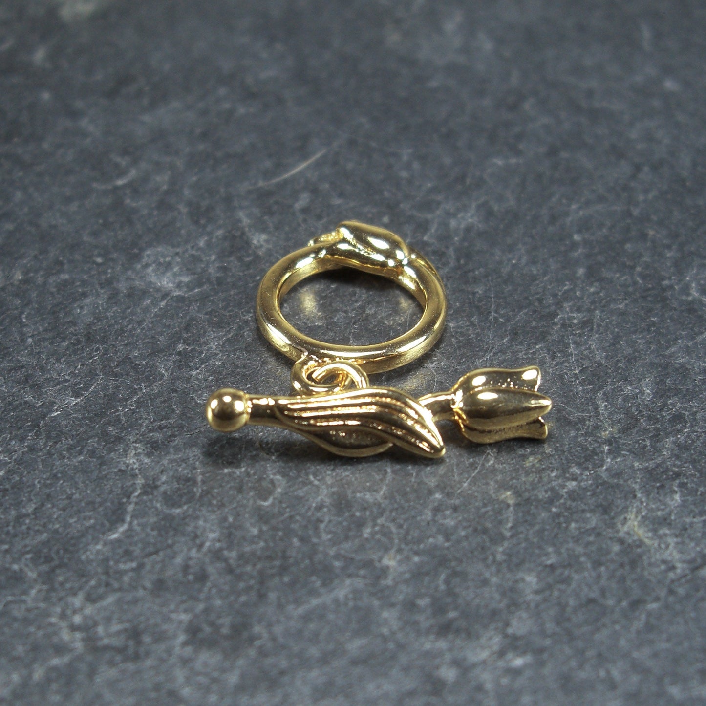 Knebel Verschluss, floral, 1 Satz für Armband, Halskette, Messing, 24 Karat vergoldet, Verschluss, 10340