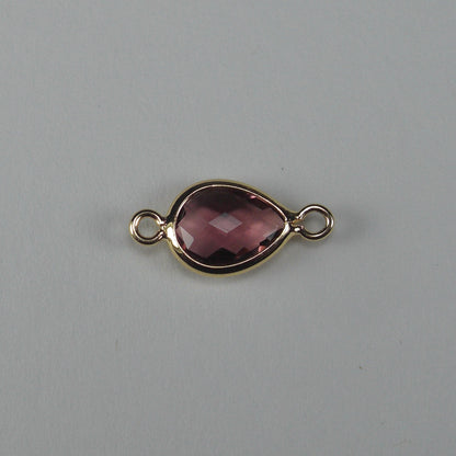2 Verbinder mit geschliffenem Glas, violett, 24 Karat vergoldet, 10342