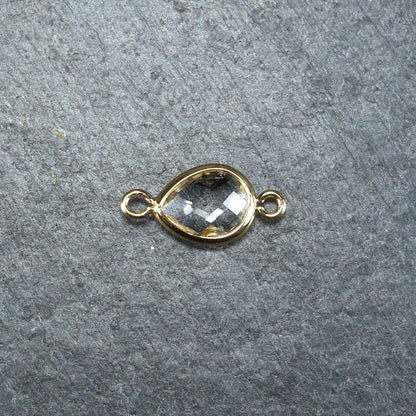 2 Verbinder mit geschliffenem Glas, weiß, 24 Karat vergoldet, 10345