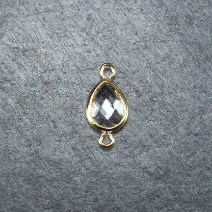 2 Verbinder mit geschliffenem Glas, weiß, 24 Karat vergoldet, 10345