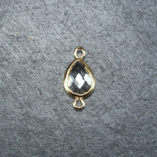 2 Verbinder mit geschliffenem Glas, weiß, 24 Karat vergoldet, 10345