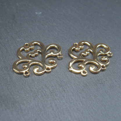 2 Chandelier Verbinder, Messing, 24 Karat vergoldet, 10398