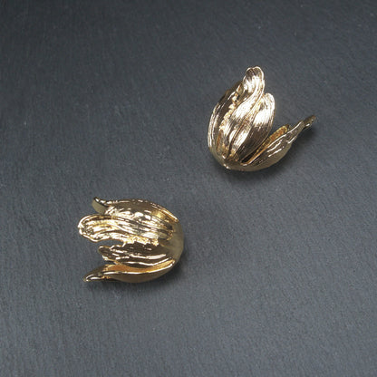 Perlenkappe/Anhänger Tulpe, Messing, 24 Karat vergoldet, Blüte, 10420