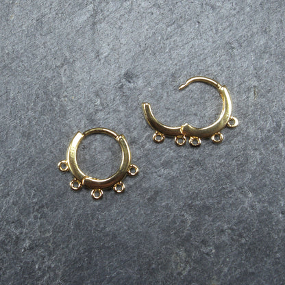 1 Paar Creolen, Huggies, Messing, 24 K vergoldet, Hoops, 10427