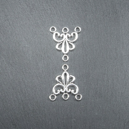 4 Chandelier Verbinder filigran, antik silberfarben, 10270