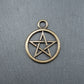 5 Anhänger Pentagramm, bronzefarben, 10504
