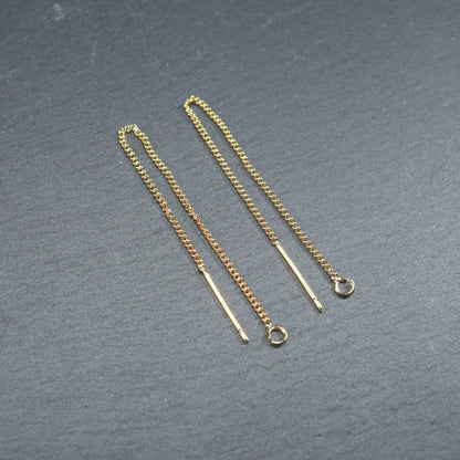 1 Paar Durchziehohrringe, Fädelohrringe, 83 mm, Messing 24 Karat vergoldet, 10401