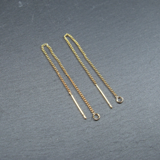 1 Paar Durchziehohrringe, Fädelohrringe, 83 mm, Messing 24 Karat vergoldet, 10401