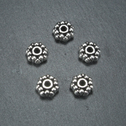 10 Spacer Perlen 8 mm, Blüten, silberfarben, 10461