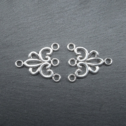 4 Chandelier Verbinder filigran, antik silberfarben, 10270