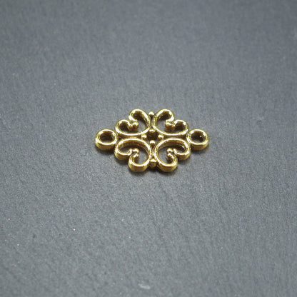 5 Verbinder filigranes Ornament, antik goldfarben, 10476