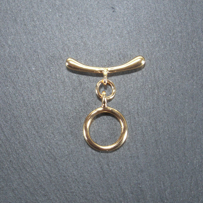 Knebel Verschluss, rund, schlicht, 1 Satz für Armband, Halskette, Messing, 24 Karat vergoldet, Verschluss, 10528
