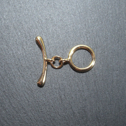 Knebel Verschluss, rund, schlicht, 1 Satz für Armband, Halskette, Messing, 24 Karat vergoldet, Verschluss, 10528