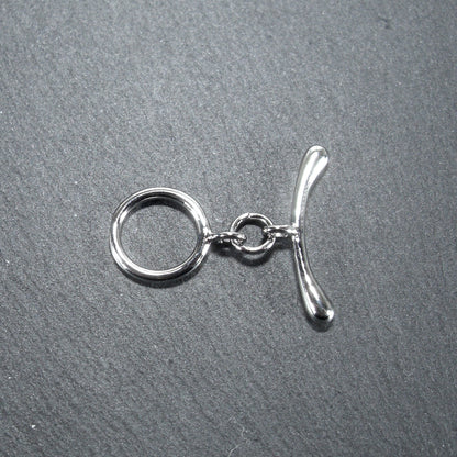 Knebel Verschluss, rund, schlicht, 1 Satz für Armband, Halskette, Messing, versilbert, Verschluss, 10527