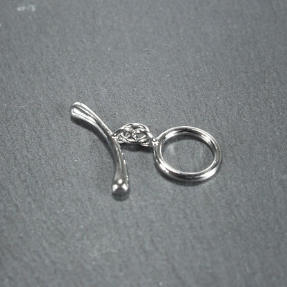 Knebel Verschluss, rund, schlicht, 1 Satz für Armband, Halskette, Messing, versilbert, Verschluss, 10527