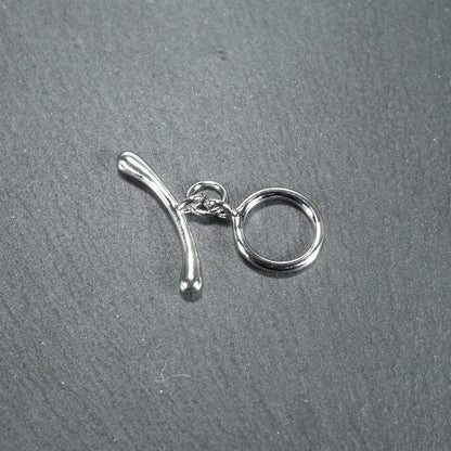 Knebel Verschluss, rund, schlicht, 1 Satz für Armband, Halskette, Messing, versilbert, Verschluss, 10527