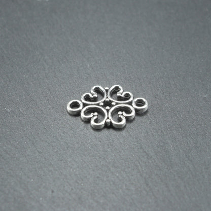 5 Verbinder filigranes Ornament, antik silberfarben, 10475