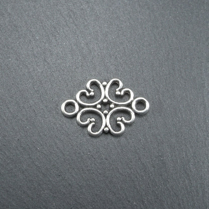 5 Verbinder filigranes Ornament, antik silberfarben, 10475