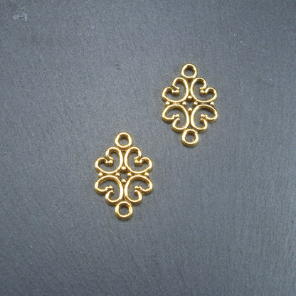 5 Verbinder filigranes Ornament, antik goldfarben, 10476