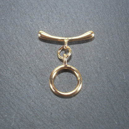 Knebel Verschluss, rund, schlicht, 1 Satz für Armband, Halskette, Messing, 24 Karat vergoldet, Verschluss, 10528
