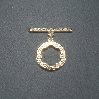 Knebel Verschluss, floral, 1 Satz für Armband, Halskette, Messing, 24 Karat vergoldet, Verschluss, 10529