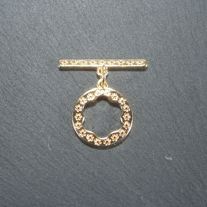 Knebel Verschluss, floral, 1 Satz für Armband, Halskette, Messing, 24 Karat vergoldet, Verschluss, 10529