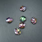 5 Glasperlen 10 mm, unregelmäßig, glänzend, petrol blau violett metallic, 10565