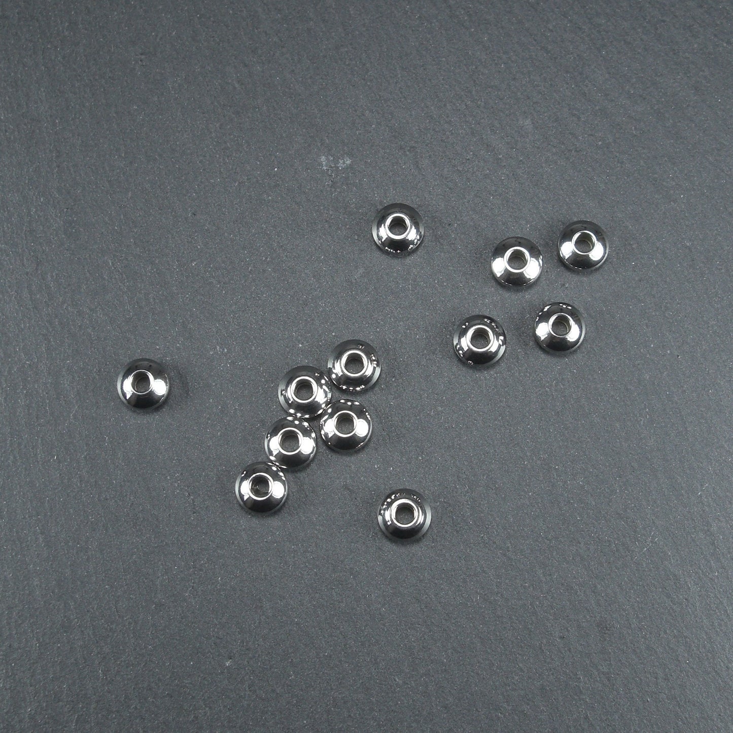 5 Spacer Perlen, Rondell, schlicht, Edelstahl, 10631