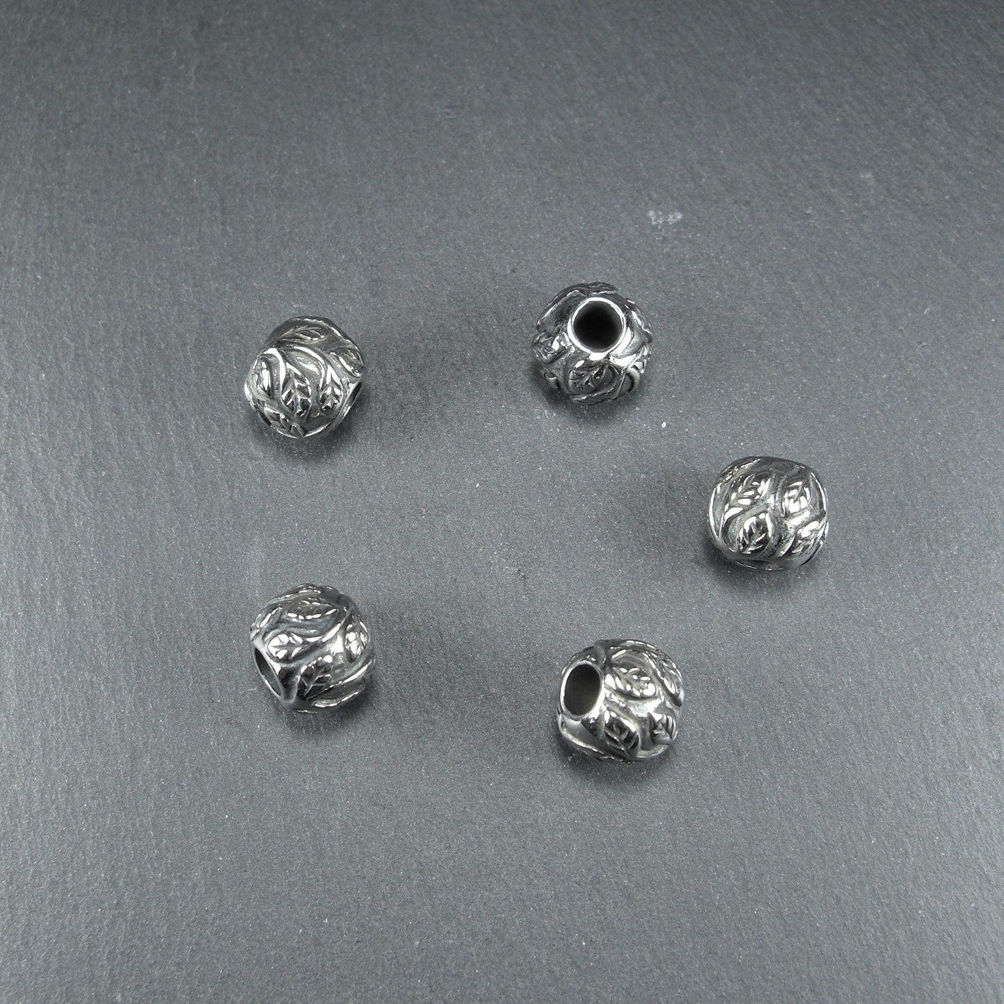 Großloch Perle Blätter, Edelstahl, 10636